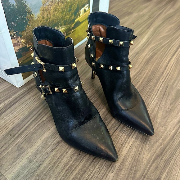 Valentino Shoes - Valentino Black Studded Ankle Boots